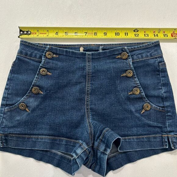 Blue Spice Women’s High-Rise Button Front Denim Shorts Size 7 – Nautical Sailor - Picture 4 of 7